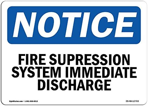 סימן הודעה על OSHA - מערכת דיכוי אש פריקה מיידית | מדבקות תווית ויניל | הגן על העסק שלך, אתר הבנייה